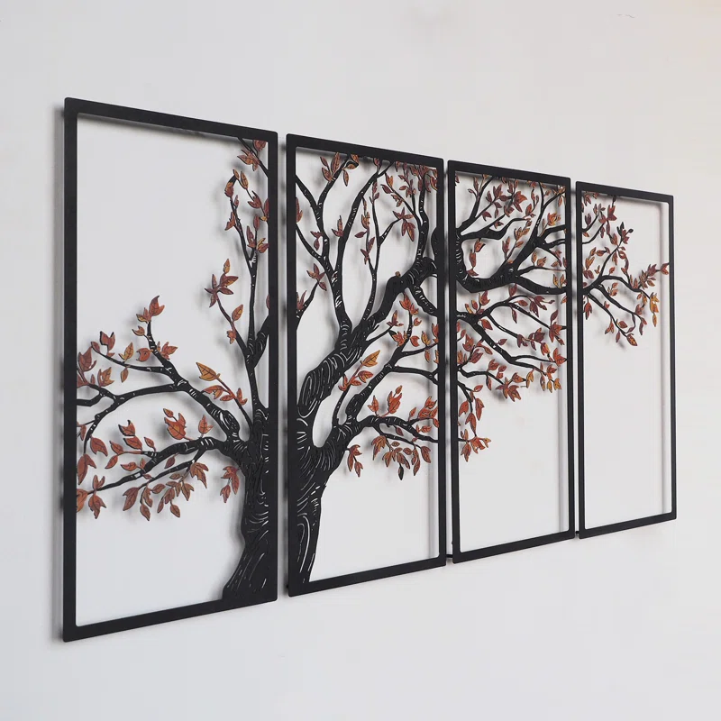Seasons' Vibes Metal Wall Art Set 4 Piece - Tree of Life - Image 3